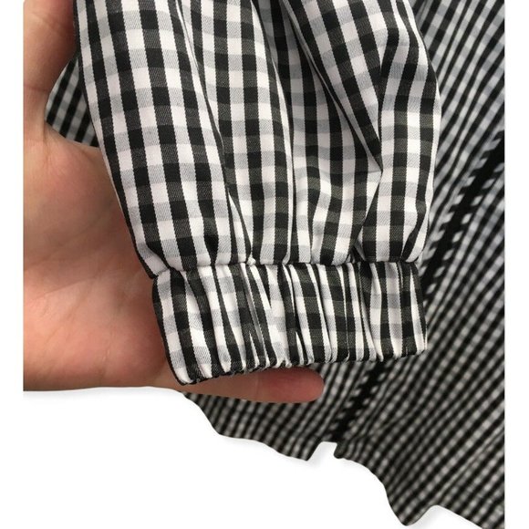 Dennis Basso Water Resistant Gingham Anorak Jacket Embellished Black White - Picture 4 of 11